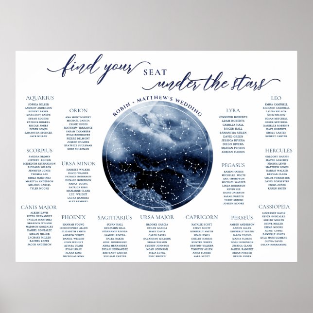 Poster Sinal de Cartão de Assento de Mesa de Aquarela Azu (Frente)