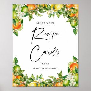 Poster Sinal de Cartões de Receita de Citros de Limão