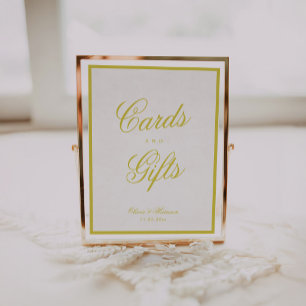 Poster Sinal de Cartões e Presentes Amarelo de Casamento 
