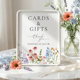 Poster Sinal de Cartões e Presentes de Casamento com Flor