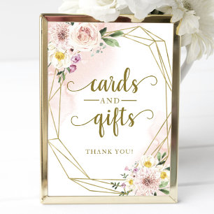 Poster Sinal de Cartões e Presentes Geométricos Florais R