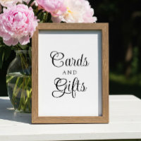 Sinal de "Cartões e Presentes" minimalista elegant
