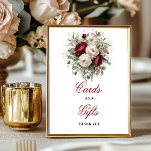 Poster Sinal de Cartões e Presentes Vintage Blush Burgund