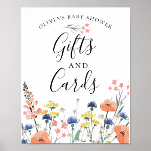 Poster Sinal de Cartões para Presentes florais de aquarel