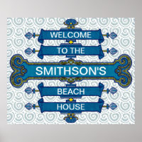 Sinal de Casa Azul de Praia Personalizada com Suge