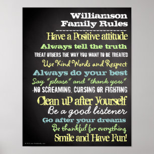 Póster Sinal de Casa de Regras Familiares Personalizadas