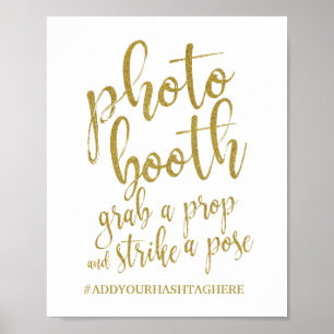 Poster Sinal de casamento 8x10 Photo Booth dourado brilha
