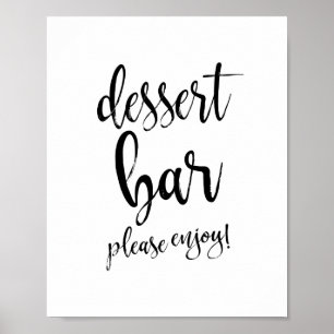 Póster Sinal de Casamento 8x10 Preto e Branco Dessert Bar