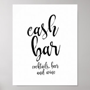 Póster Sinal de casamento 8x10 preto e branco para bar co