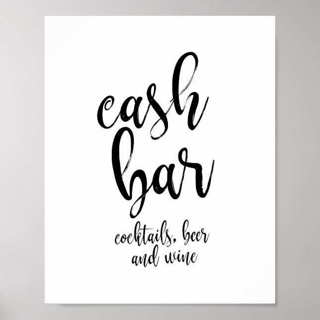 Póster Sinal de casamento 8x10 preto e branco para bar co (Frente)