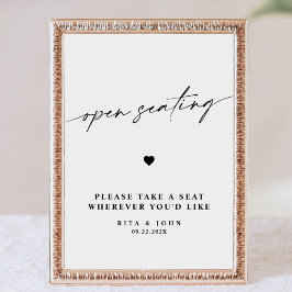 Poster Sinal de Casamento Aberto de Assentos da Caligrafi