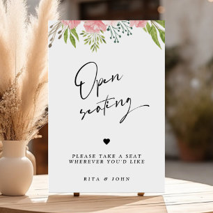 Poster Sinal de Casamento Aberto do Assento Floral Modern