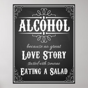 Poster Sinal de casamento Álcool BLACKBOARD-CHALKBOARD