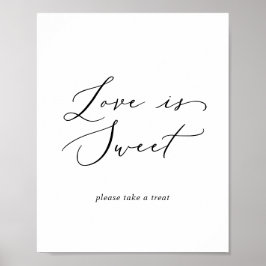 Poster Sinal de Casamento Amor Doce Caligrafia Delicada