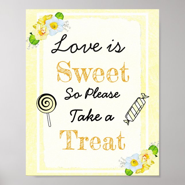 Poster Sinal de Casamento Amor é Doce (Frente)