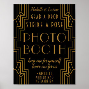 Poster Sinal de Casamento Art Déco Dourado Edição Photo B