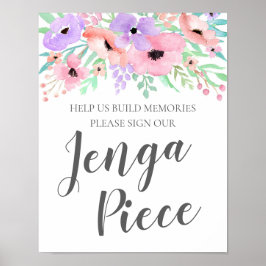 Poster Sinal de Casamento - Assinar Nosso Sinal Floral de