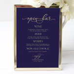Poster Sinal de Casamento Azul do Marinho Elegante Elegan<br><div class="desc">Sinal de Casamento Azul do Marinho Elegante Elegante do Bar Dourado</div>