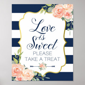 Poster Sinal de Casamento Azul e Dourado | Sinal de Chá d