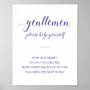 Poster Sinal de Casamento Azul Marinho de Banheira Mens