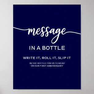 Poster Sinal de Casamento Azul Marinho Elegante Mensagem