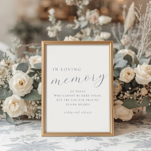 Poster Sinal de Casamento Azul Poeirento Suave Em Memória