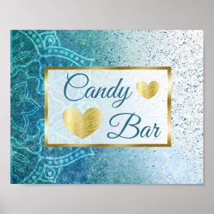 Póster Sinal de Casamento Bar Azul Mandala