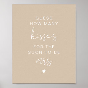 Poster Sinal de casamento Beige Boho INDIE Adivinhe Quant
