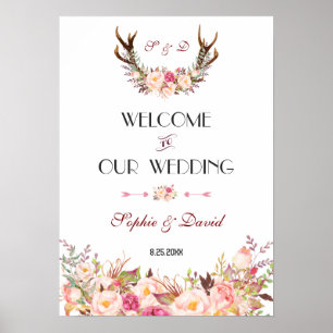 Poster Sinal de Casamento Bem-Vindo - Formadores Florais