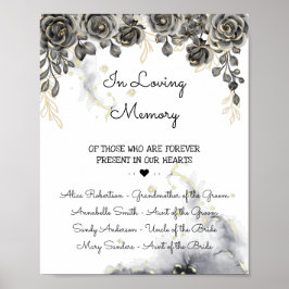 Poster Sinal de Casamento Black & Golden Rose In Loving M