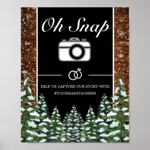 Poster Sinal de casamento Black Snowy Wood & Forest Oh Sn