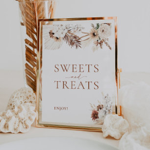 Poster Sinal de Casamento Boho Pampas, Doce e Ameaça
