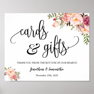 Poster Sinal de casamento boho rosa para recepção de casa