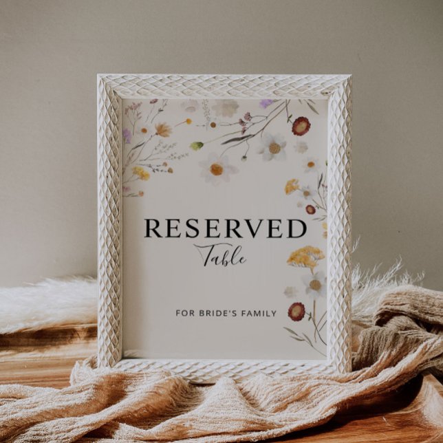 Poster Sinal de Casamento Boho Wildflower Reservado (Criador carregado)