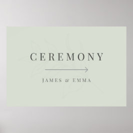 Poster Sinal de Casamento Botânico Minimalista em Tons de
