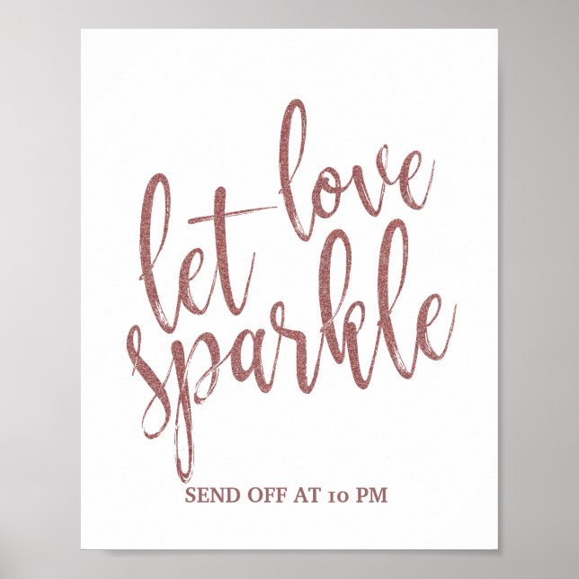 Poster Sinal de casamento brilhante em Rose Gold (Frente)