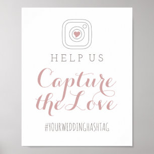 Póster Sinal de Casamento Capturar o Amor em Rosa Poeiren