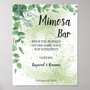 Poster Sinal de Casamento Chá de Noiva Bar Mimosa Eucalip