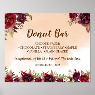 Poster Sinal de Casamento Chá de Noiva Barra de Donut Bor