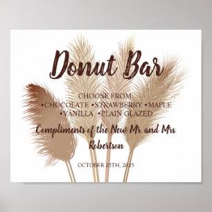 Poster Sinal de Casamento Chá de Noiva Barra de Donut de 