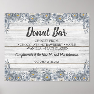 Poster Sinal de Casamento Chá de Noiva Barra de Donut Flo