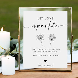 Poster Sinal de Casamento Chic Moderno Deixe o Amor Brilh