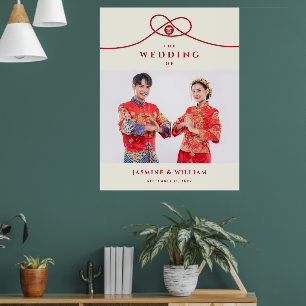 Póster Sinal de Casamento Chinês de Felicidade Dupla do R