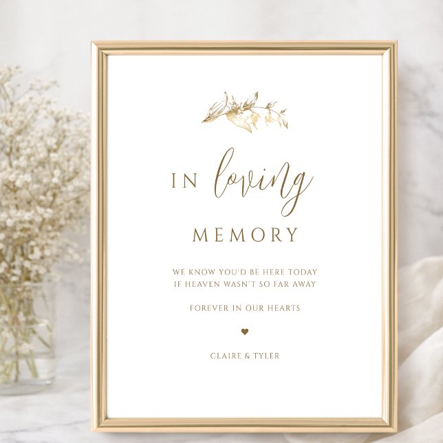 Poster Sinal de casamento chique branco e dourado em memó (Criador carregado)