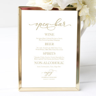 Poster Sinal de Casamento com Caligrafia em Ouro Elegante