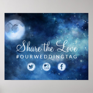 Poster Sinal de Casamento Compartilhe o Amor Lua Cheia Cé