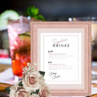 Poster Sinal de Casamento da Assinatura Rosa Negra Magent