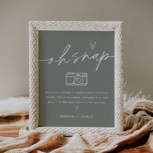 Poster Sinal de casamento da câmera descartável SAGE Oh S