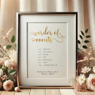 Poster Sinal de Casamento da Linha do Tempo Dourada "Orde