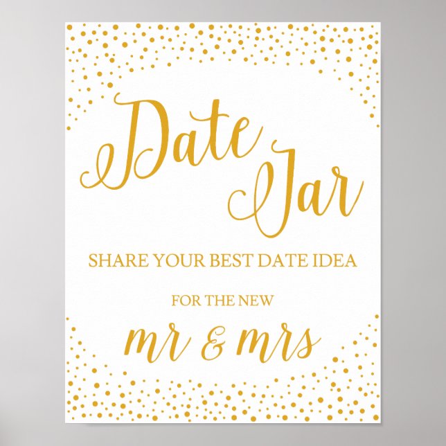 Póster Sinal de Casamento - Data Jar Confetti Sinal de Ca (Frente)